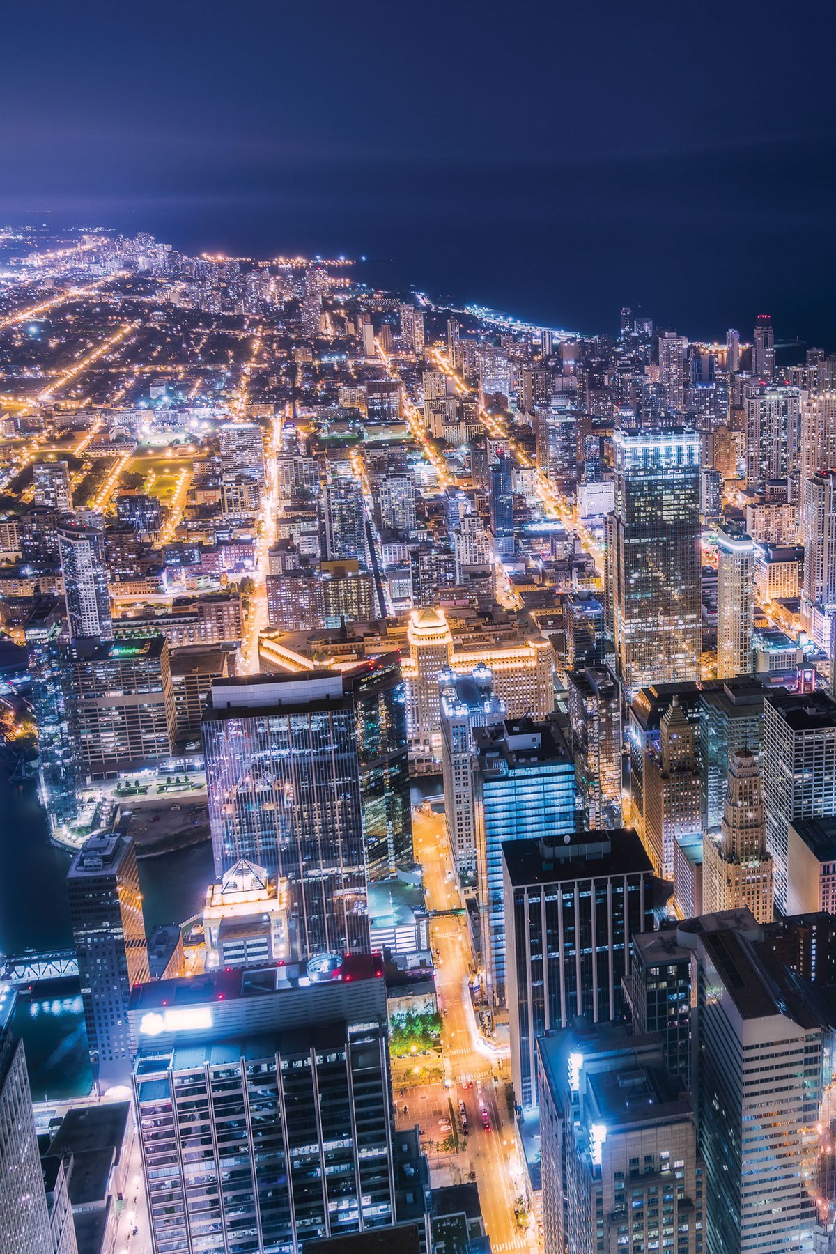 City Night Time Top View